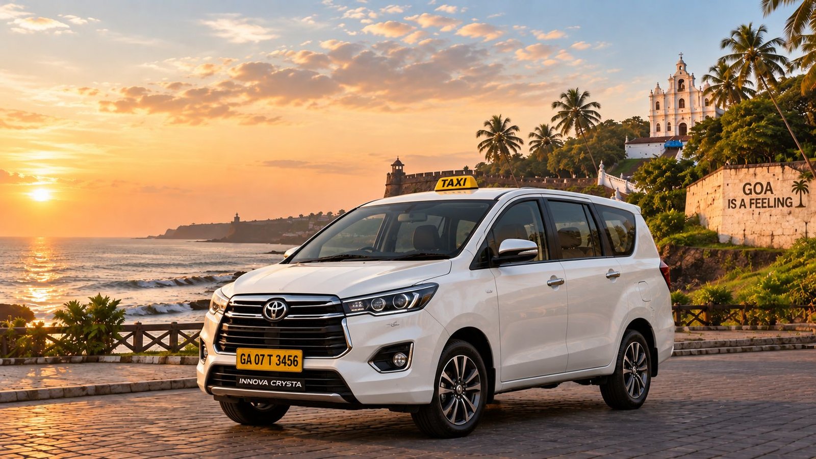 White Toyota Innova Crysta taxi for Goa travel